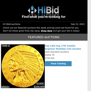Wednesday's Great Deals From HiBid Auctions - September 13, 2023