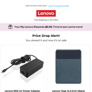 🚨 Price drop alert: Lenovo 65W AC Power Adapter