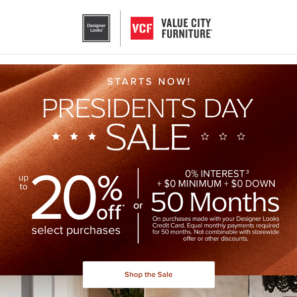 Happening NOW: Up 20% off in the Presidents Day Sale.