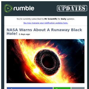 Mr Scientific: NASA Warns About A Runaway Black Hole!