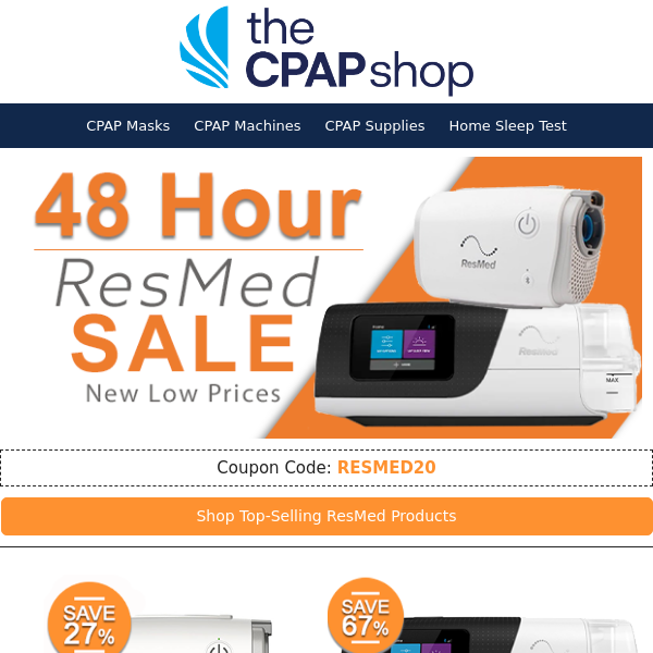 24 Hours Left! ⏳ ResMed CPAPs Under $500 + 20% Off Masks + Supplies