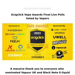 Vote for Black Note in the Final! Ecigclick Awards 🏆