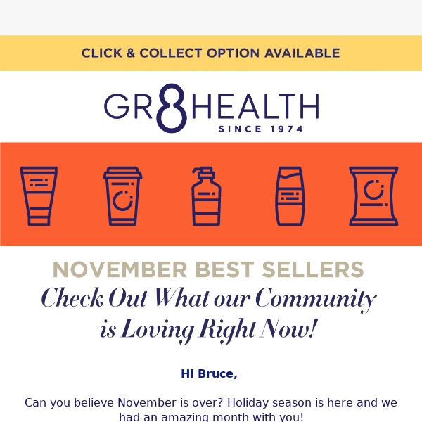 Top Gr8 Health Community Purchases of November