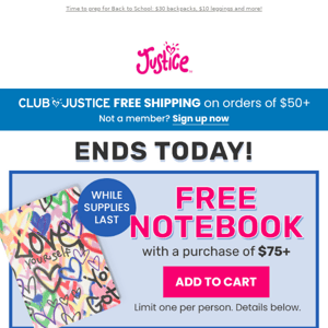 Ends Today! Free notebook + 50% off sitewide