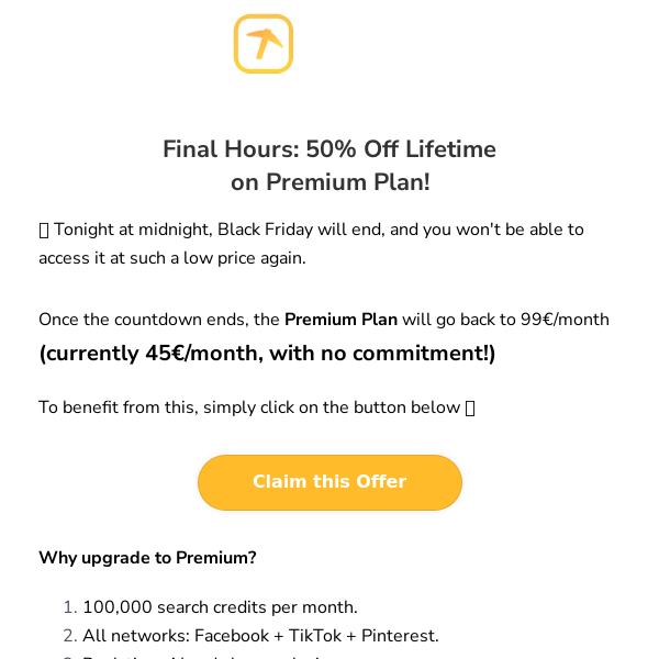 🔥 -50% for Life on Premium: Last Hours!