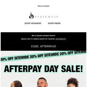 🚨 AFTERPAY DAY SALE IS LIVE - 20% OFF Sitewide