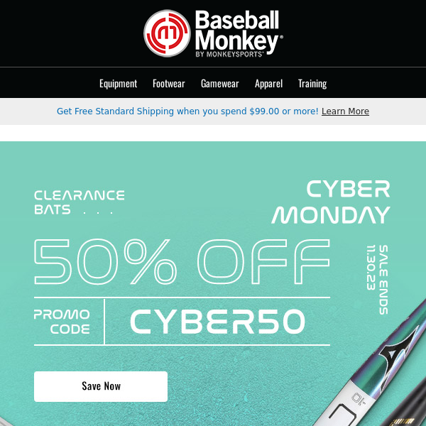 50% Off Clearance Bats, Cyber Monday is here!