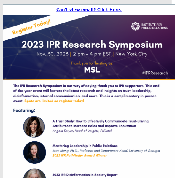 Join IPR at a Free Research Symposium in NYC on 11/30 🏙📊✨