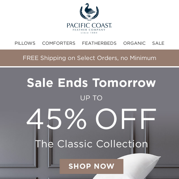 Time is Running Out! Shop Select Luxury Bedding Up to 45% OFF