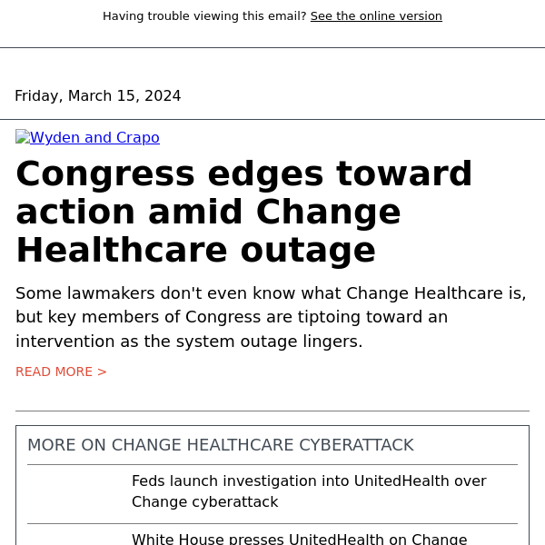 Change outage: Congress edges toward cybersecurity legislation