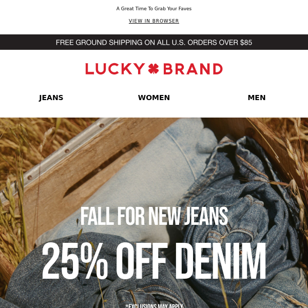 Barton Creek Square - Lucky Brand Recycle Your Denim— Get $20 off new jeans  when you turn in a pair of gently worn Lucky Brand jeans. See store  associate for details.