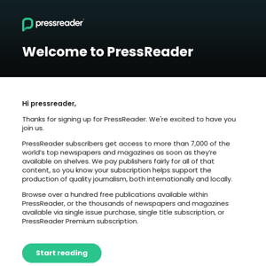 Welcome to PressReader!
