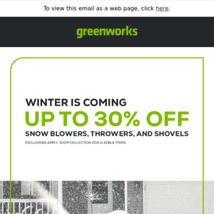 Up to 30% Off Snow Blowers, Throwers, and Shovels. ❄️