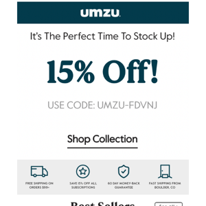 It's the perfect time to stock up on UMZU favorites