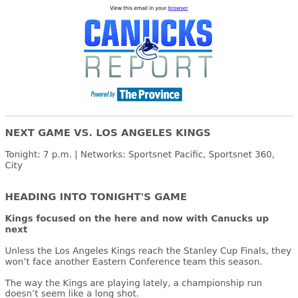 Kings focused with Canucks up next