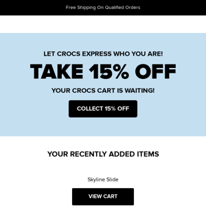 Last call: 15% off your cart.