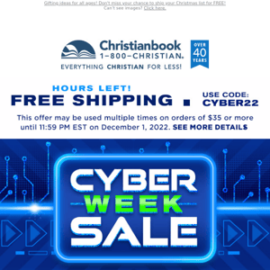 Free Shipping + AMAZING Gift Deals ~ Cyber Week Sale