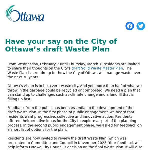 Have your say on the City of Ottawa’s draft Waste Plan