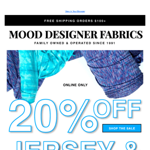 5 Hrs Left | 20% Off Jersey & Knits Ends Tonight