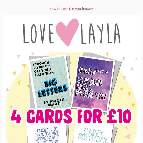 4 Cards for £10 🕺