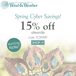 Sitewide Spring Savings Start NOW!