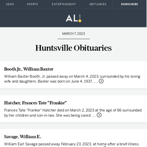 Huntsville obituaries for March 7, 2023
