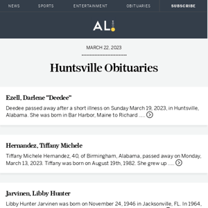 Huntsville obituaries for March 22, 2023