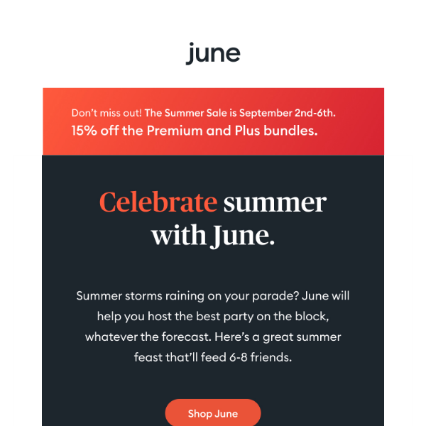 Celebrate summer with 15% off