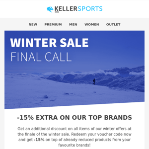 WINTER SALE: 15% extra discount for you!