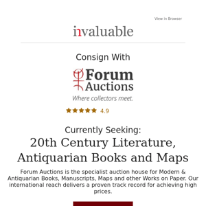 Consign Now: 20th Century Literature, Antiquarian Books and Maps