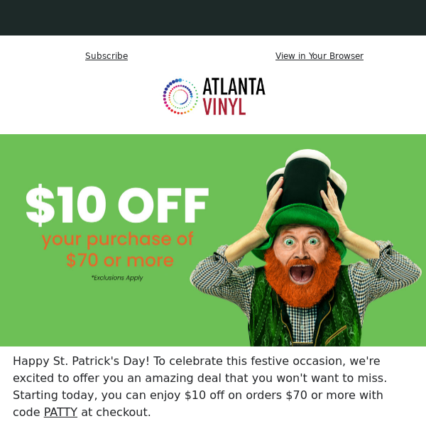 ☘️ $10 off $70 or more