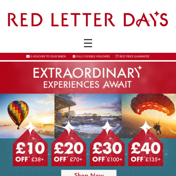 £40 off magical experiences - ONE DAY ONLY!