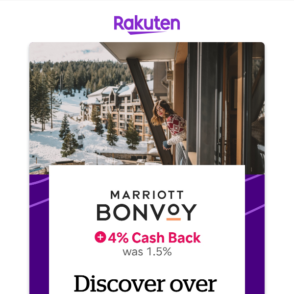 Marriott.com: 4% Cash Back on over 30 hotel brands!