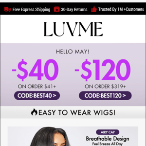 Save $120 on Trending Hot Wigs🙌