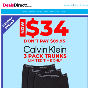 NOW $34 - Calvin Klein Men's 3Pk Trunks, SAVE $55