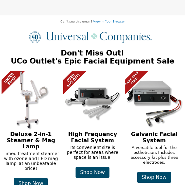🎉 Exclusive Deals on Facial Equipment, Steamers & Mag Lamps on UCo Outlet!
