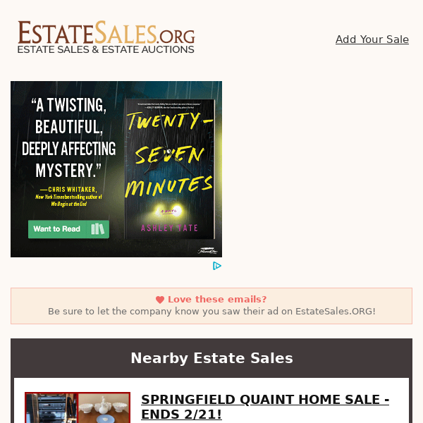 Your daily estate sales on EstateSales.org