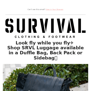 Look fly while you fly✈️  Shop SRVL Luggage available in a Duffle Bag, Back Pack or Sidebag🧳