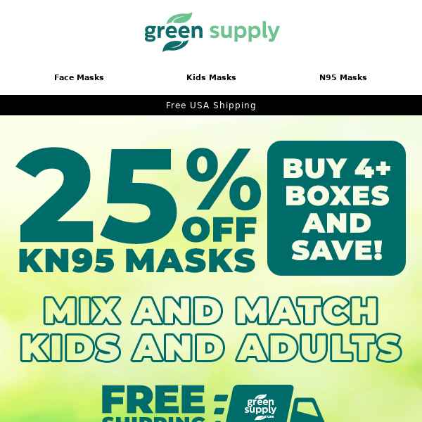 😷🆙25% Off KN95 Masks! Mix and Match Kids and Adults!