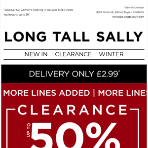 Clearance: More Lines Added