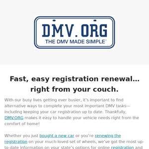 Stay home and renew your car registration online!