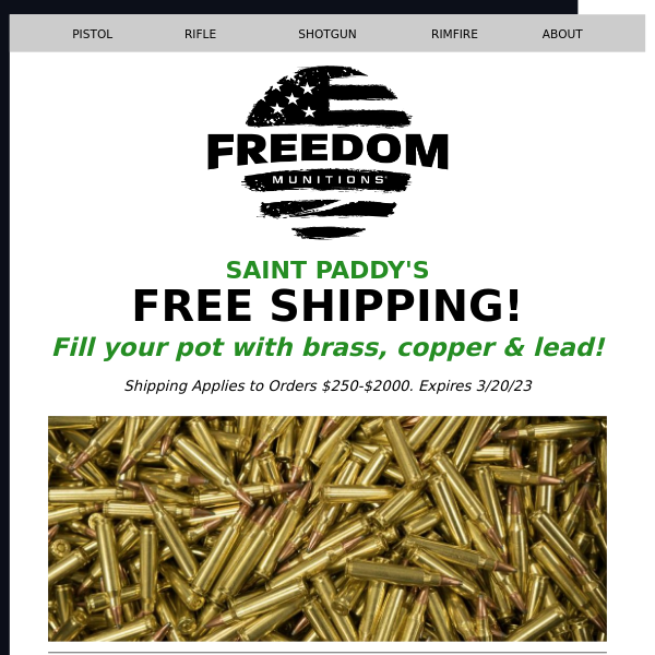 St. Paddy's refills with FREE shipping! Please shoot responsibly