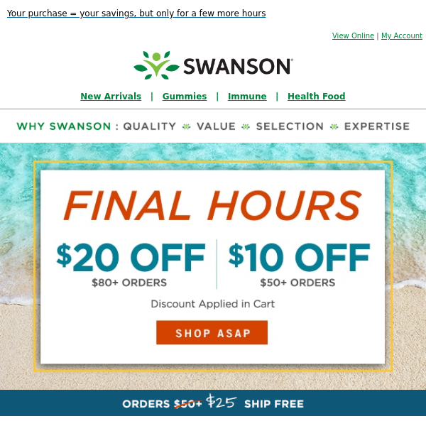 Hello Swanson Health: Save up to $20 ‘til midnight