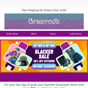Get 20% off your order from Grassroots!🔥