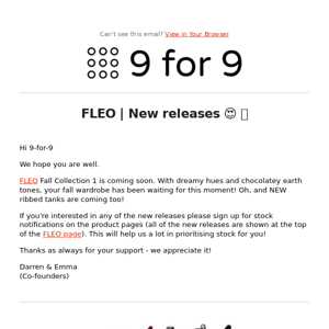 FLEO Fall Collection 1 is coming soon...