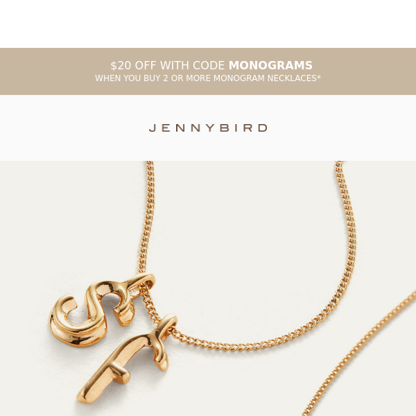 🎉 Get Your Hands on New Sculptural Monograms at JENNY BIRD Jewelry! 💎