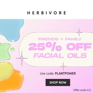 25% off: Oils for every skin type