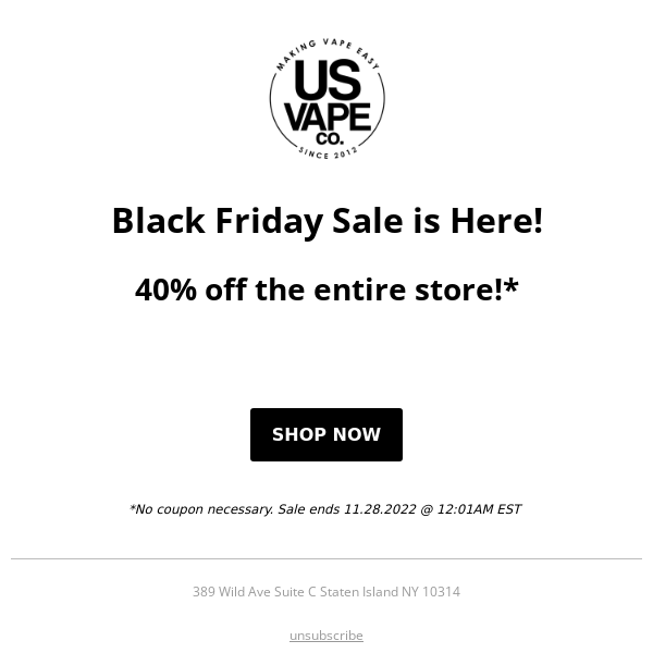 US Vape Co | Black Friday is Here! 😍