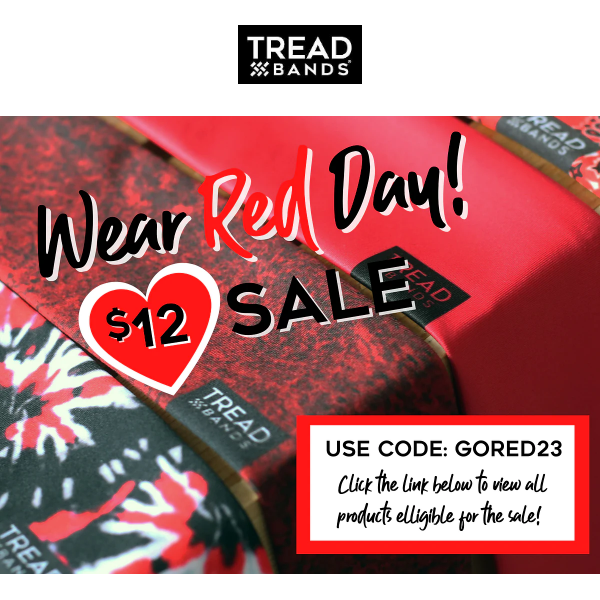 LAST CALL! $12 Red TreadBands For Womens Heart Heath!