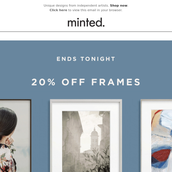 Ends tonight: 20% off frames